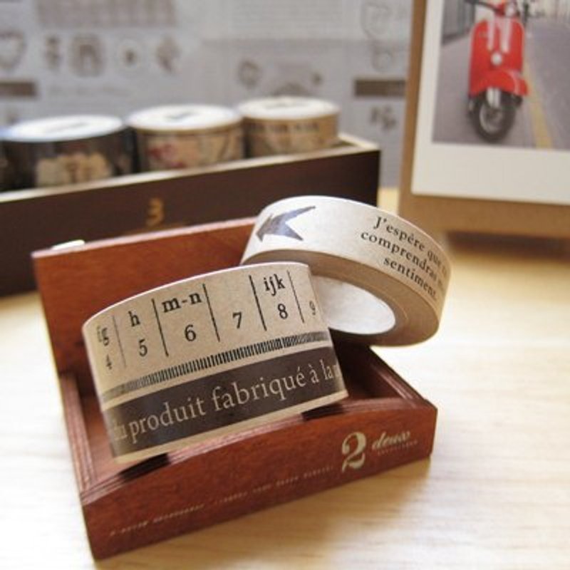 Tokyo Antique Masking Tape 牛皮纸胶带 (CMAS-N) 数字 尺 法文 箭头 - 纸胶带 - 其他材质 咖啡色