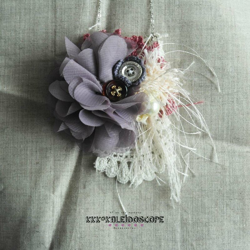 kkk.kaleidoscope *紫色布艺蕾丝颈錬  - 项链 - 其他材质 粉红色