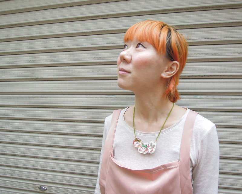 刺绣青蛙小人儿手绘项链 - 项链 - 绣线 绿色