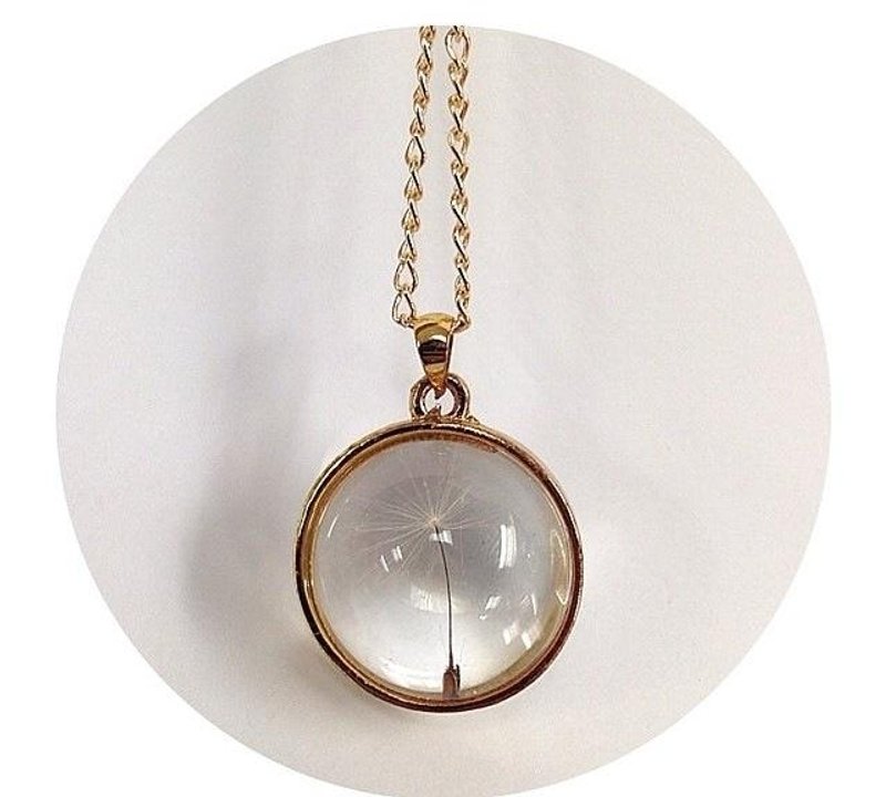 ■AHM Handmade■ 蒲公英玻璃立体球状金圈吊饰 - 陶艺 - 玻璃 金色