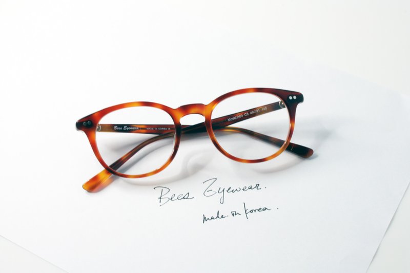 韩国手造 梨型板材幼细镜框 Handmade in Korea Boston Shape eyeglasses frame eyewear A03C3 - 眼镜/眼镜框 - 其他材质 橘色