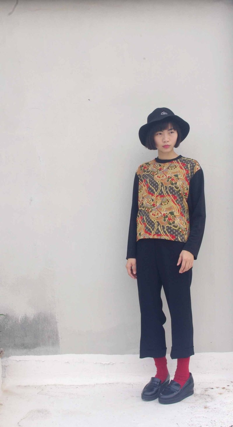 4.5studio-[R;]Restyle-日式绘画风格印花 霸气黑长T - 女装 T 恤 - 其他材质 多色