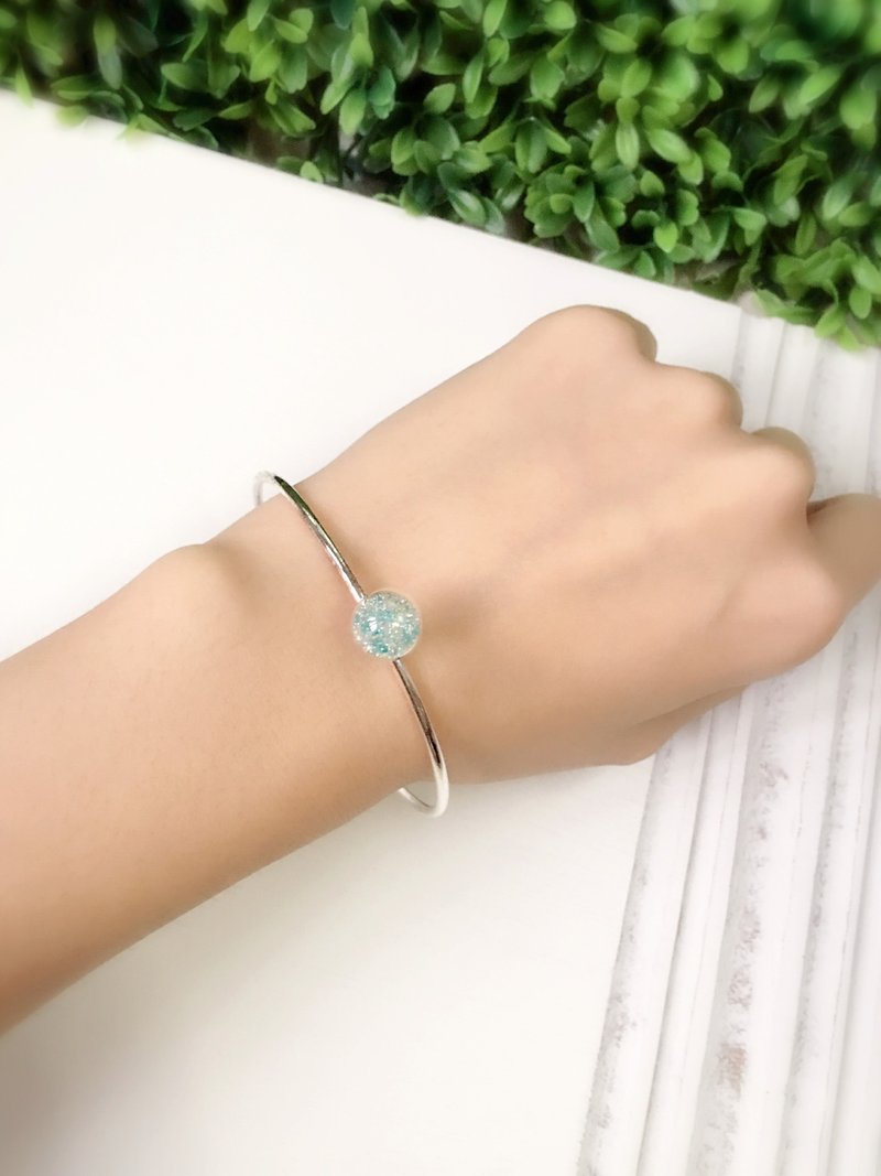 *Haku·Neko* 薄荷绿啫喱小珠925纯银手镯 / 手环 - 手链/手环 - 玻璃 绿色