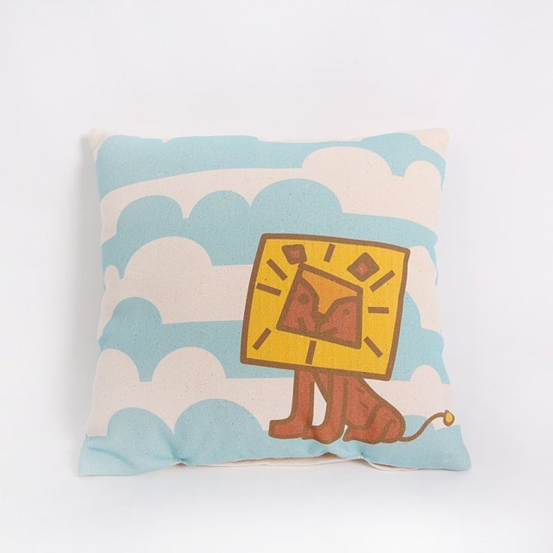 《米各说》蓝白软绵绵午安枕/方头狮(含枕心) - 玩偶/公仔 - 棉．麻 蓝色