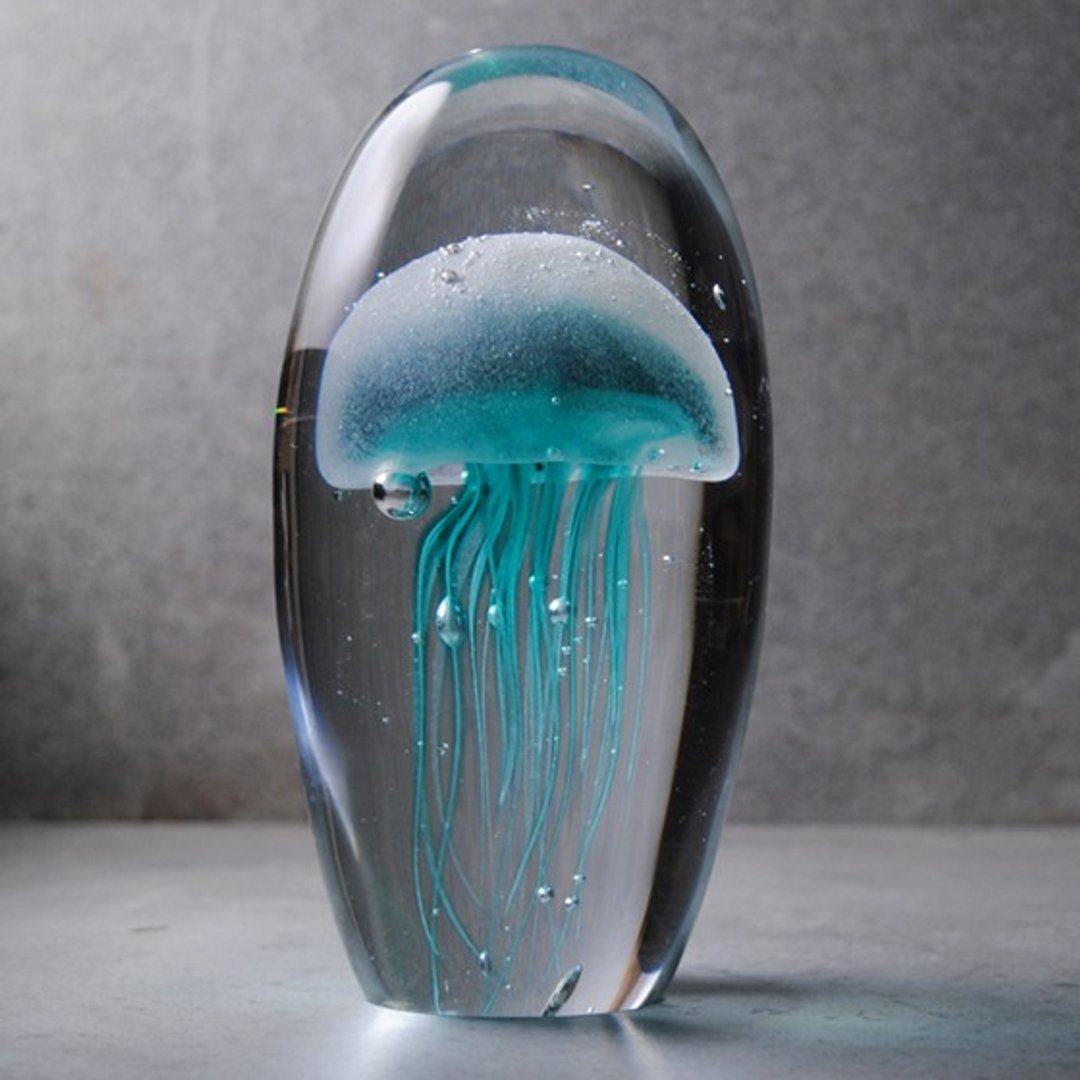 (青藻色)16cm Jellyfish 阿室内水母夜光琉璃刻字礼物 定制化 - 摆饰 - 玻璃 绿色