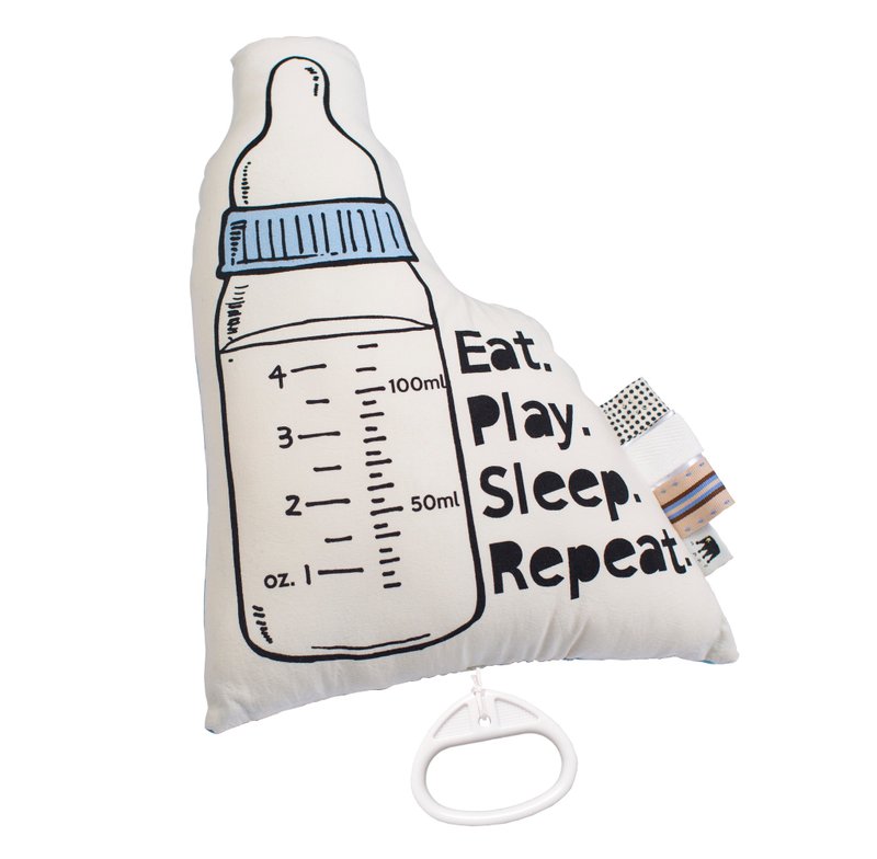 弥月送礼首选@奶瓶音乐抱枕 - 满月礼盒 - 棉．麻 白色