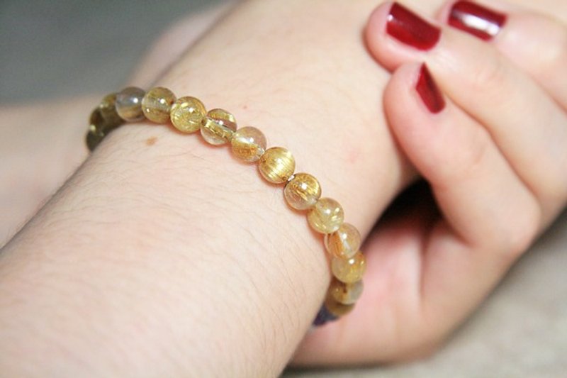 独家 - 天然钛晶x紫水晶x丹泉石x海水蓝宝x粉晶【招财手链】 - 手链/手环 - 宝石 黄色