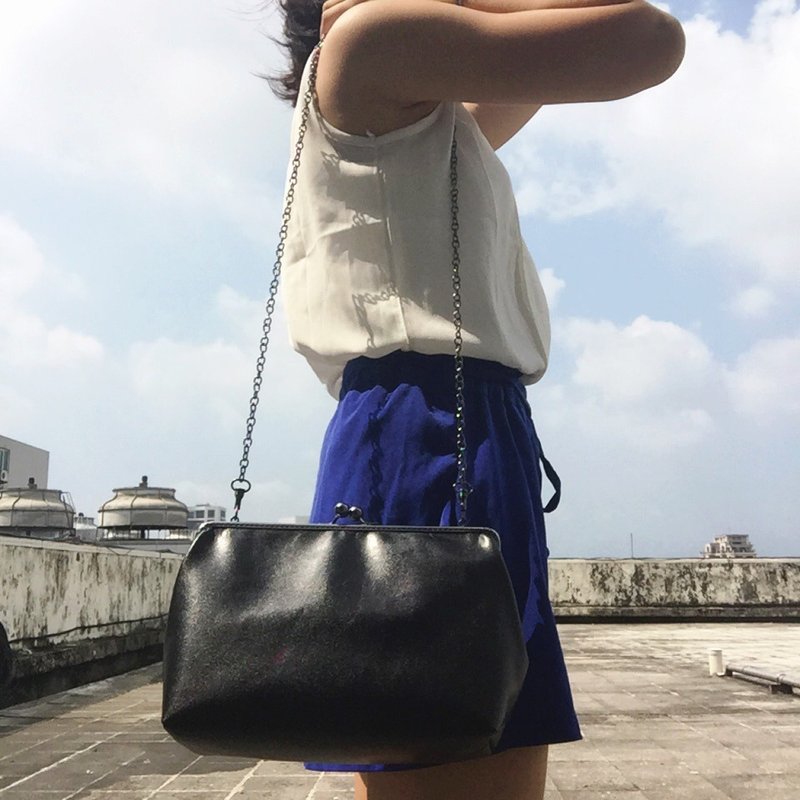 88Tailors 全手工 复古牛皮 25cm口金包 肩背包 收纳包 - 侧背包/斜挎包 - 真皮 黑色