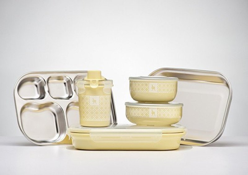 【环保餐具】Kangovou 小袋鼠不锈钢安全儿童餐具组-柠檬黄 - 儿童餐具/餐盘 - 不锈钢 黄色