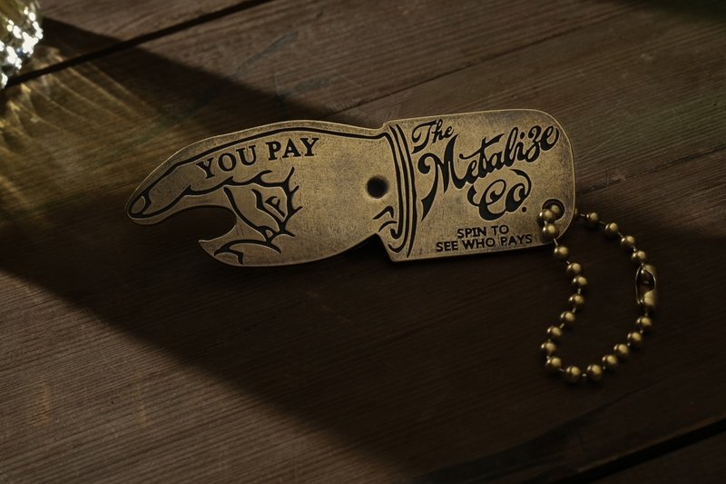 【METALIZE】黄铜'you pay手指开瓶器吊饰 - 钥匙链/钥匙包 - 铜/黄铜 