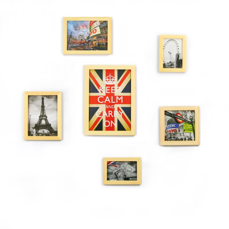 北欧简约相框 原色木纹6入 Loft 室内设计 布置 摆设 画框 照片墙 - 画框/相框 - 木头 黄色