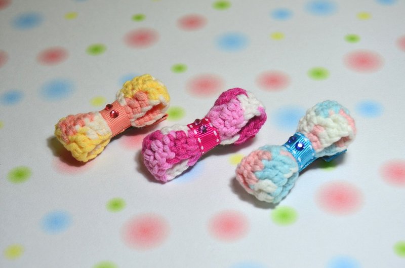 编织毛线蝴蝶结小夹 - 围嘴/口水巾 - 其他材质 