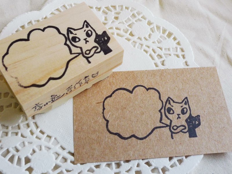 两猫对话框memo章 - 其他 - 木头 卡其色