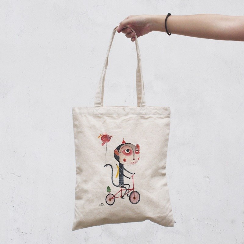 小村画家│圣诞猴│直式帆布袋 - 侧背包/斜挎包 - 其他材质 