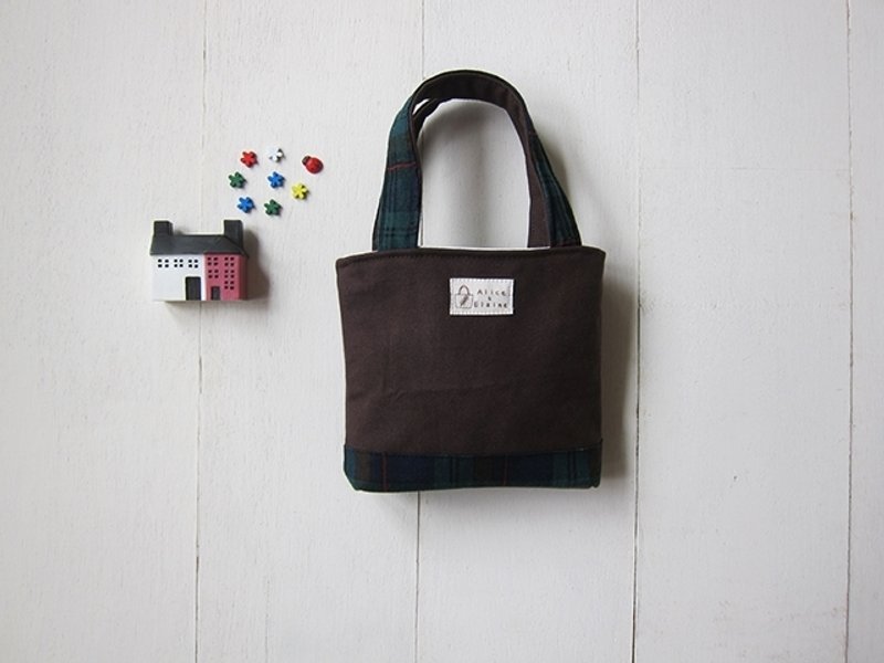 帆布格子超迷你托特包 - 手提包/手提袋 - 其他材质 多色