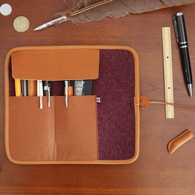 Dessin x Indigo-质感毛毡V.2绑带笔袋-酒红,IDG00585 - 铅笔盒/笔袋 - 其他材质 红色