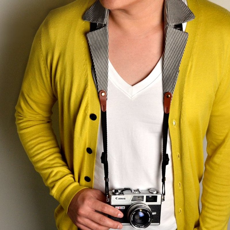 衣领相机背带_千鸟纹_减压背带 - 相机背带/脚架 - 其他材质 黑色