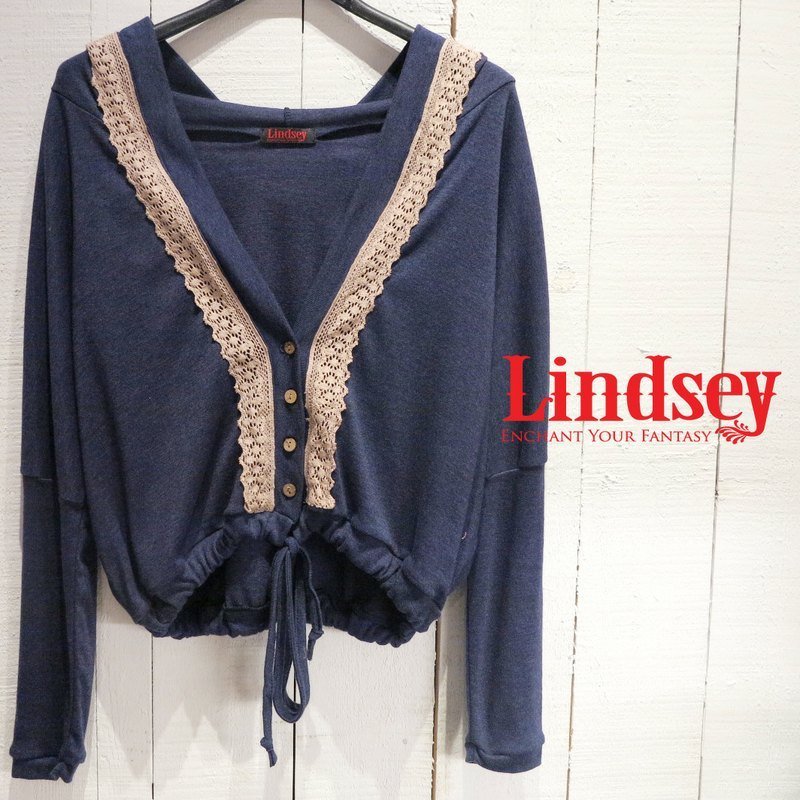 连帽学院蕾丝小外套-宝蓝 - 女装休闲/机能外套 - 其他材质 蓝色