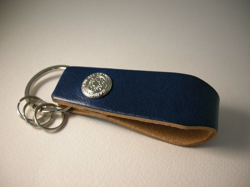 isni手作り革专门店** 手工皮件 /平头立体钥匙圈-海洋蓝 - 其他 - 真皮 蓝色
