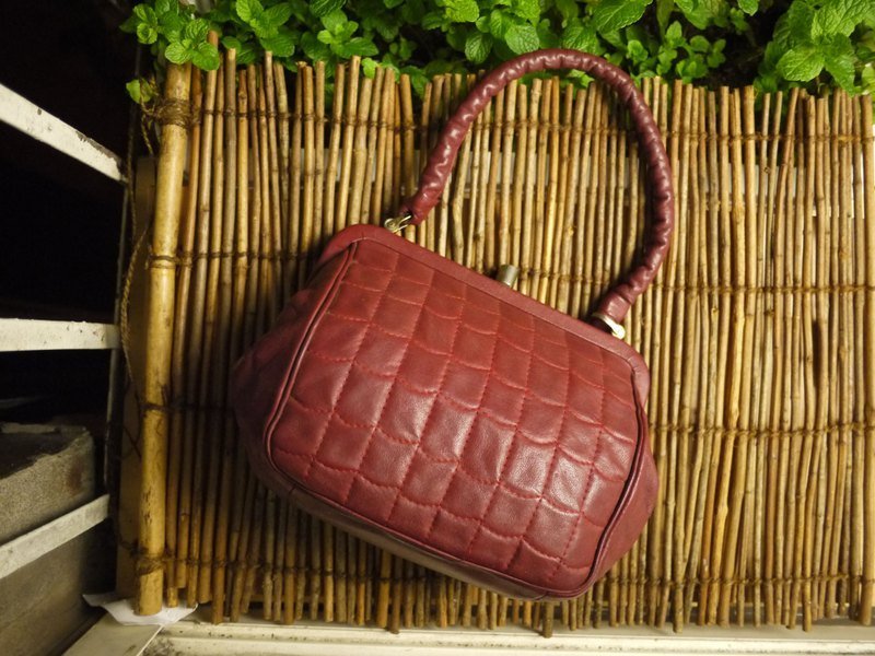 Modern_Times［Ｖintage、复古老件、旧物 专卖］真皮 格纹 复古手拿包 Made in Japan  - 其他 - 其他材质 红色
