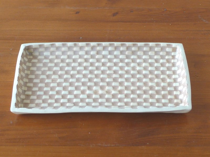 Plaid square plate (middle) - 浅碟/小碟子 - 其他材质 咖啡色