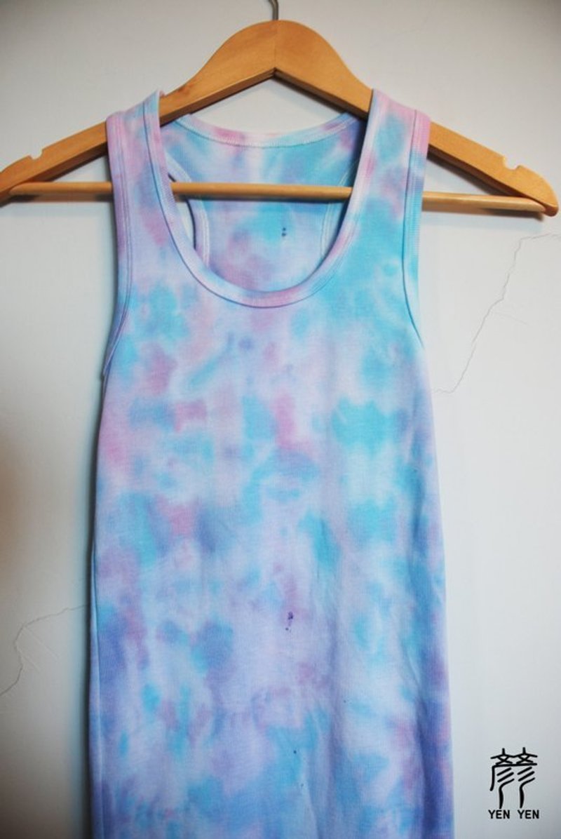 彦彦手染 - Yen Yen 渲染衣 短袖。 T恤。嬉皮。 - 女装背心 - 棉．麻 多色