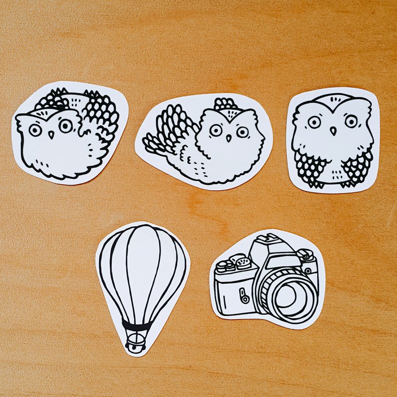猫头鹰组   缕空透明贴纸 - 贴纸 - 防水材质 白色
