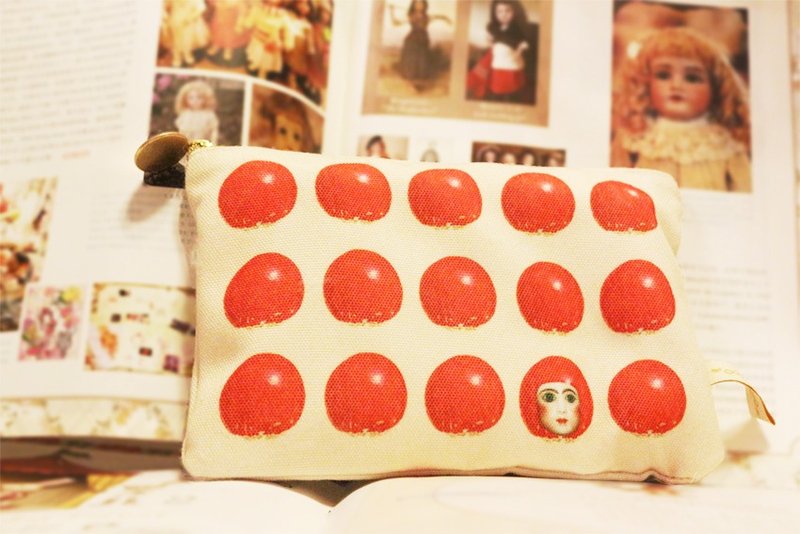 Lily Lily原创 复古蘑菇娃娃趣味短款零钱包化妆包笔袋 - 零钱包 - 纸 白色