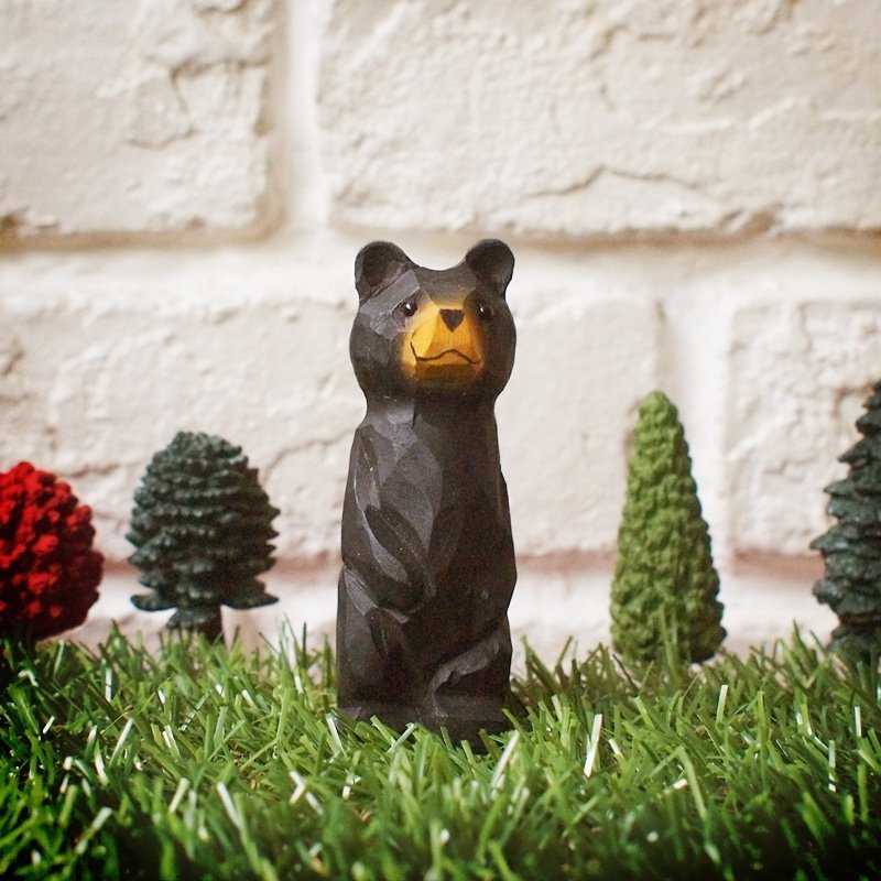 / 森林动物园 / – 木刻 黑熊 摆饰 - 摆饰 - 木头 黑色