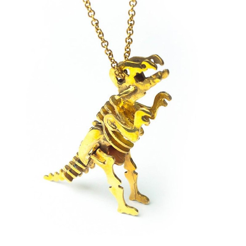 T rex skeleton pendant in brass ,Rocker jewelry ,Skull jewelry,Biker jewelry - 项链 - 其他金属 