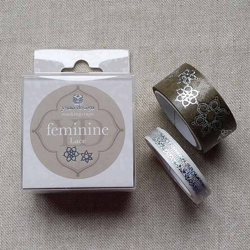 日本 ROUND TOP yano design 箔押花边和纸胶带组【编织蕾丝 (YD-MK-027)】烫金2入 - 纸胶带 - 纸 灰色