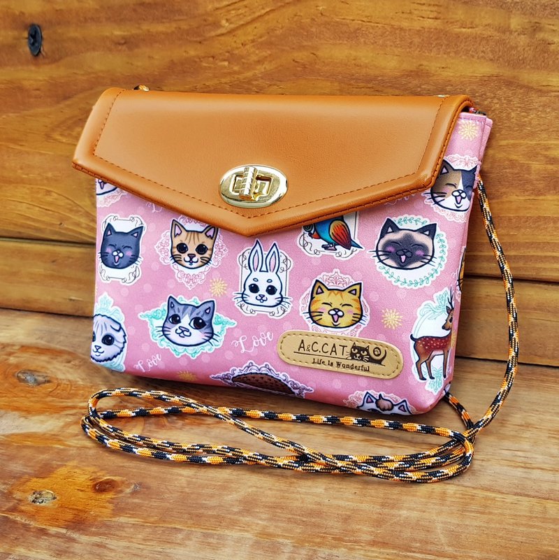 *巧手猫x城市猫 猫咪系列 手机护照信封包 橘猫 虎斑猫 奔驰猫 - 侧背包/斜挎包 - 真皮 多色