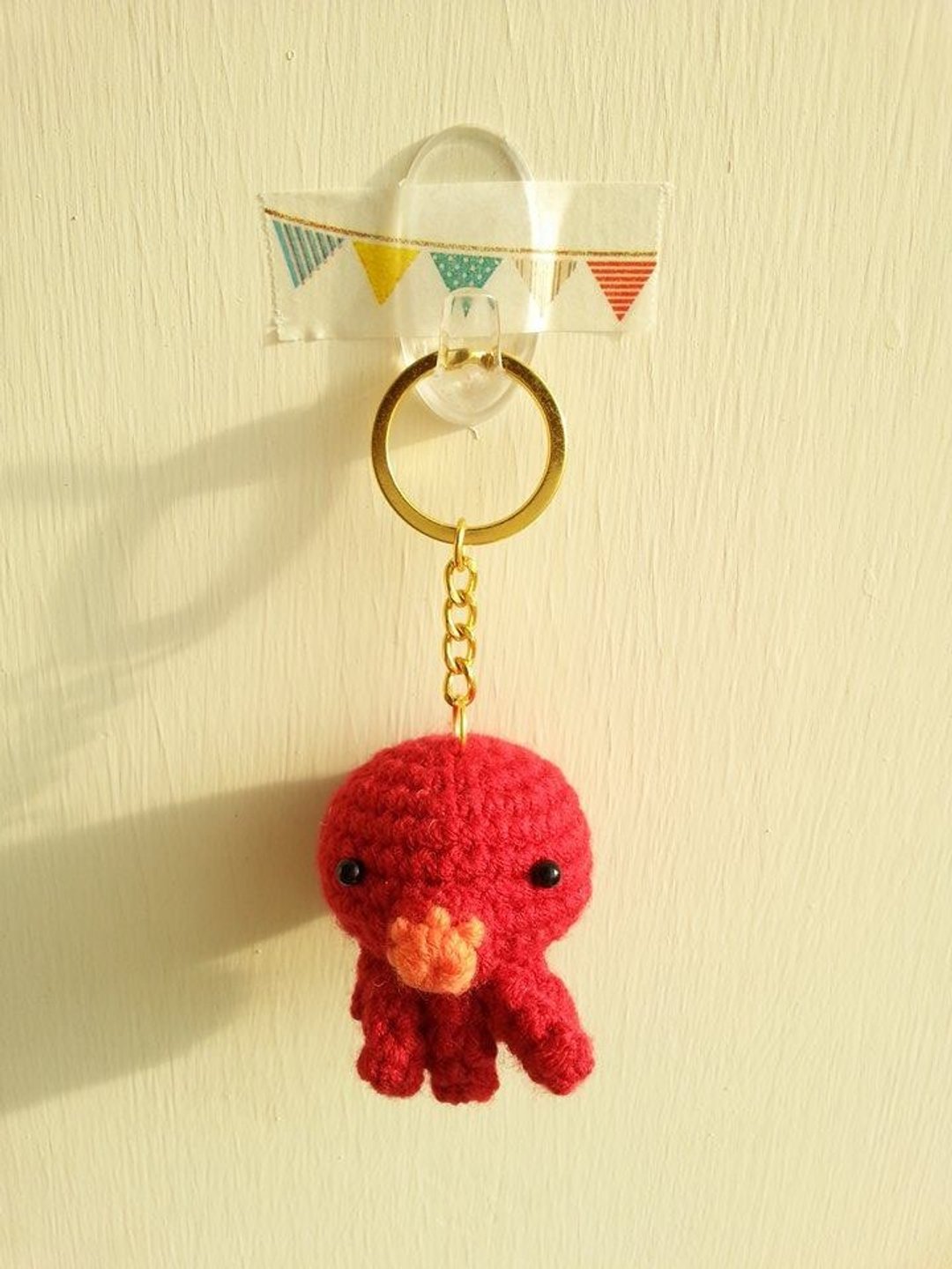【Knitting】Marine Biology~海洋生物大集合-NO.5 Octopus 害羞章鱼 - 钥匙链/钥匙包 - 其他材质 红色
