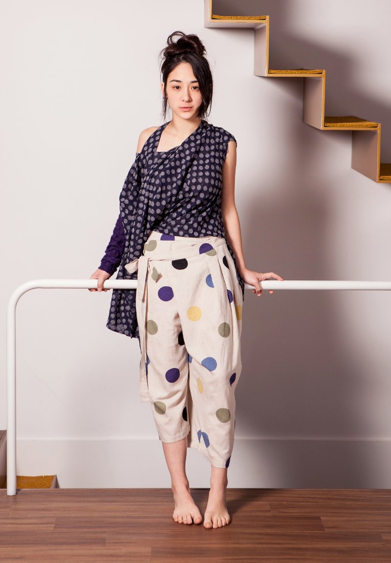 moi non plus 不对称打褶绑带长裤 - 女装长裤 - 其他材质 多色