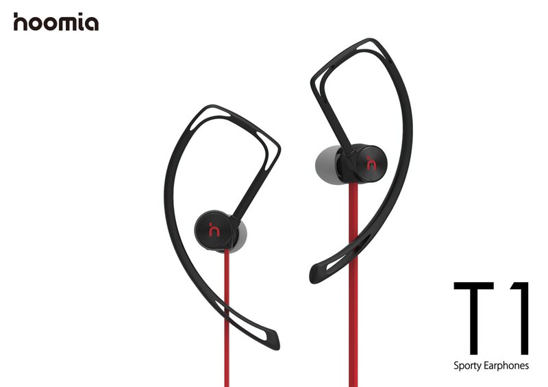 运动声活｜hoomia 好米亚｜【T1】运动轻量．入耳式耳挂耳机（黑 / 黑红） - 耳机 - 防水材质 黑色