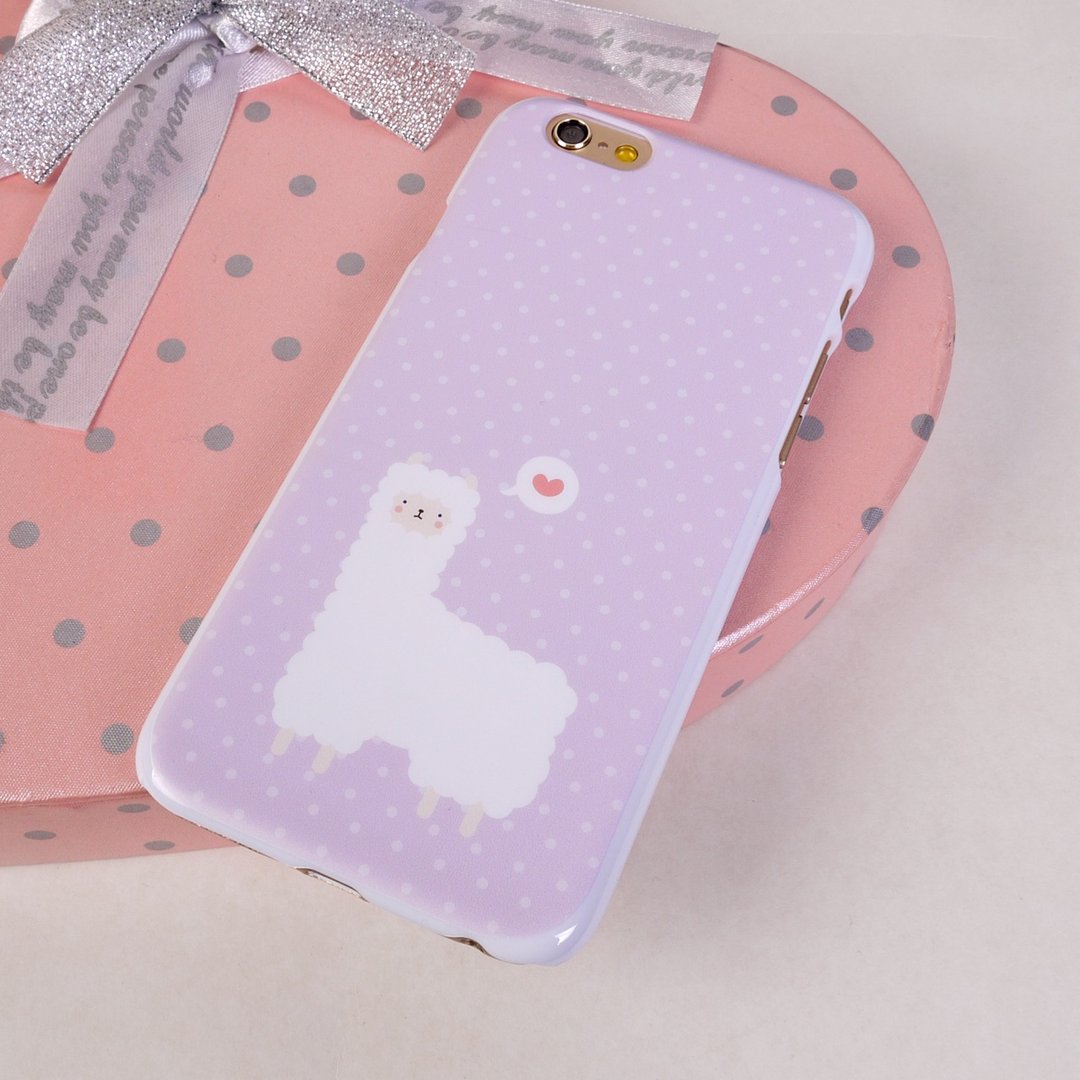 香港原创设计 紫色波点羊驼图案 iPhone X,  iPhone 8,  iPhone 8 Plus,  iPhone 7, iPhone 7 Plus, iphone 6/6S , iphone 6/6S PLUS, Samsung Galaxy Note 7 透明手机壳 - 手机壳/手机套 - 塑料 紫色