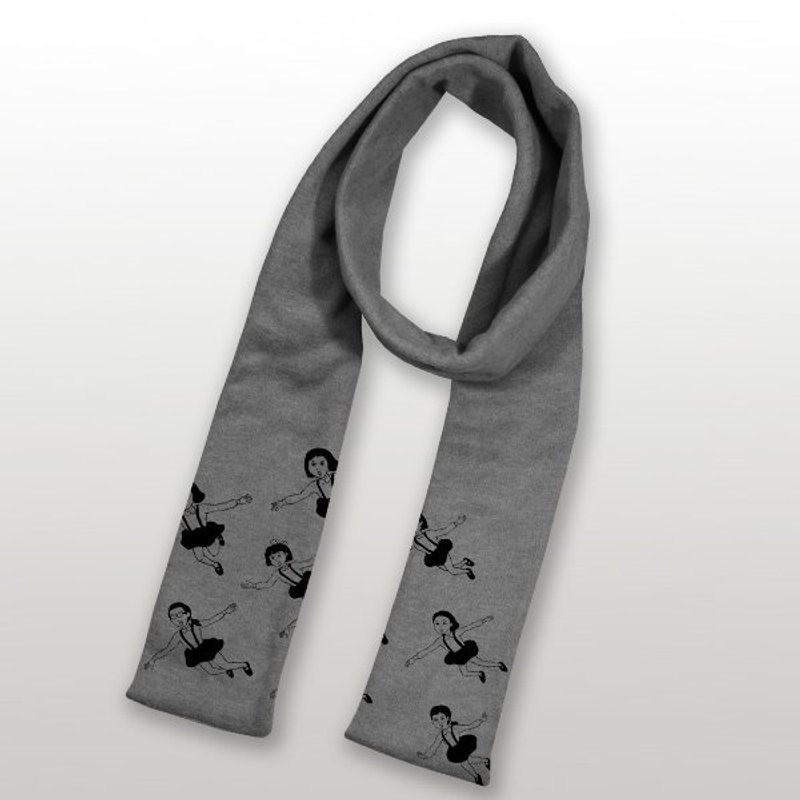 【BestFriend】Graphic Muffler 印花厚棉围巾 / Flying Girls - 丝巾 - 棉．麻 灰色