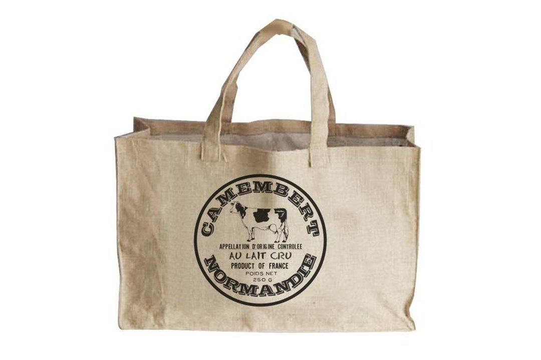 Fill in the Blank”天然麻织布家饰系列 - 法式方型麻织购物袋L - Camembert（法国卡门贝所产的软质乳酪） - 摆饰 - 其他材质 金色