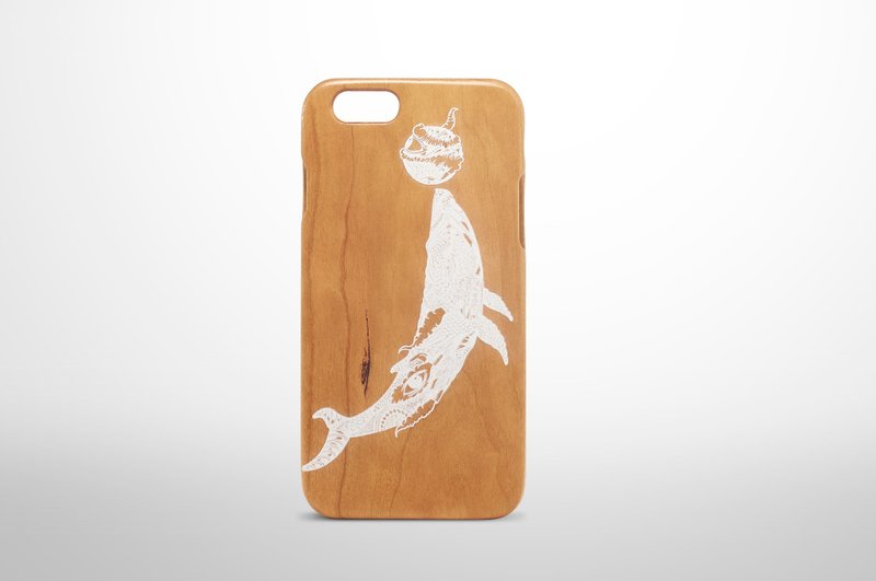 原木手感 i-phone 6 樱桃木手机壳 - 潜出水面的鲸鱼 - 手机壳/手机套 - 木头 咖啡色