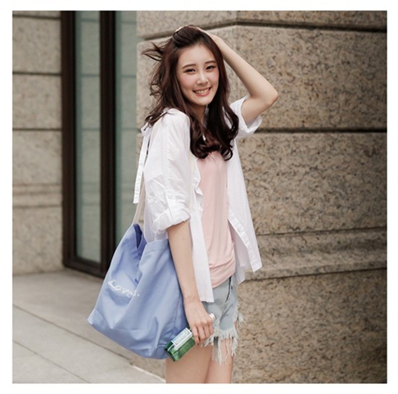 Let's take a trip系列_字母刻印单肩背袋厚帆布包(四色) - 侧背包/斜挎包 - 其他材质 多色