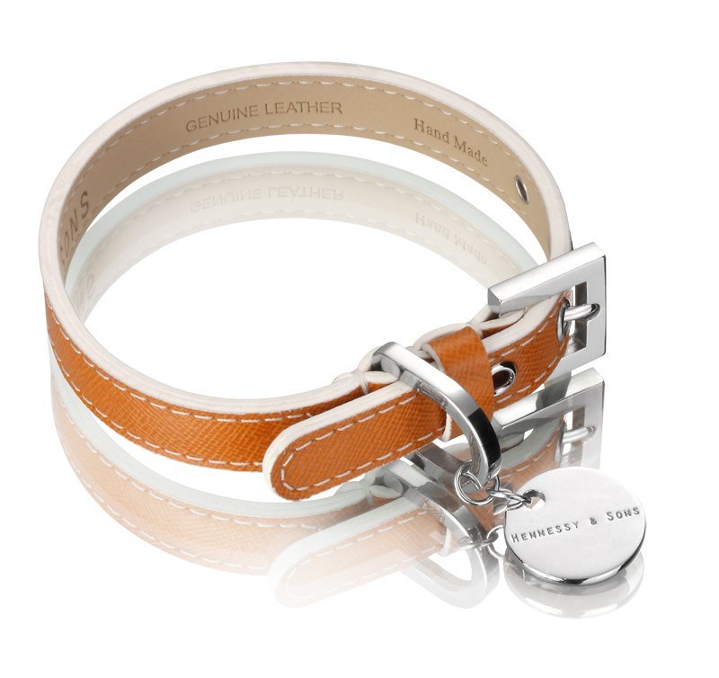 H&S 轩尼诗父子 尺寸M - 二色 -Saffiano牛津真皮系列项圈 - 项圈/牵绳 - 真皮 蓝色