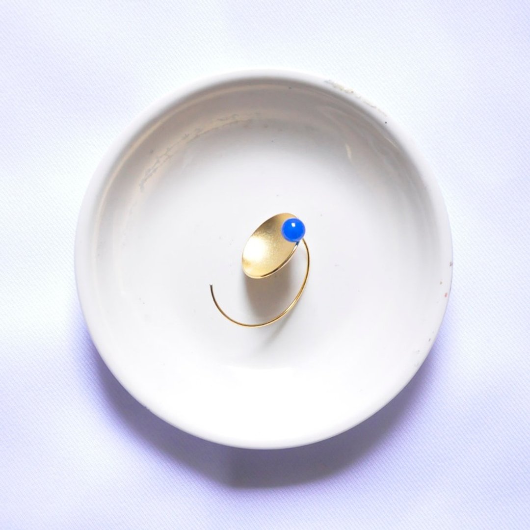 ∥Cheng Jewelry∥圆　单边 蓝玛瑙耳钩 - 耳环/耳夹 - 宝石 白色