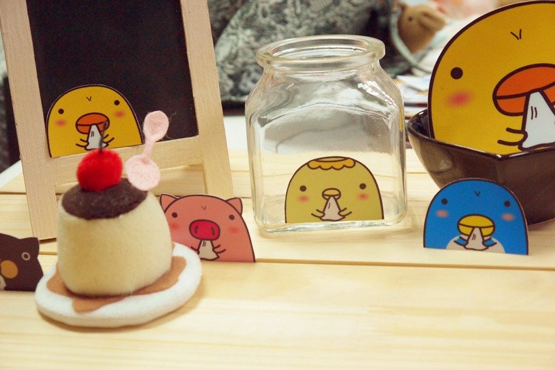 Bucute贴纸不只是贴纸/行李箱防水PVC贴纸/开关墙壁贴纸1组4张 - 贴纸 - 塑料 多色