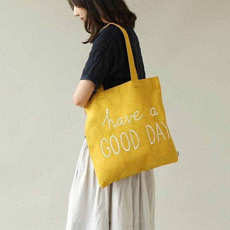 Dailylike Eco bag 北欧风字母手提袋-09美好日子,E2D36182 - 手提包/手提袋 - 其他材质 黄色