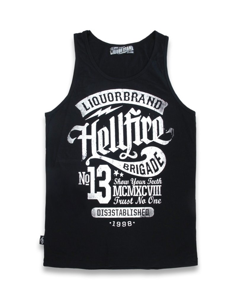 LIQUOR BRAND - HELLFIRE BRIGADE 背心 - 男装背心 - 棉．麻 黑色