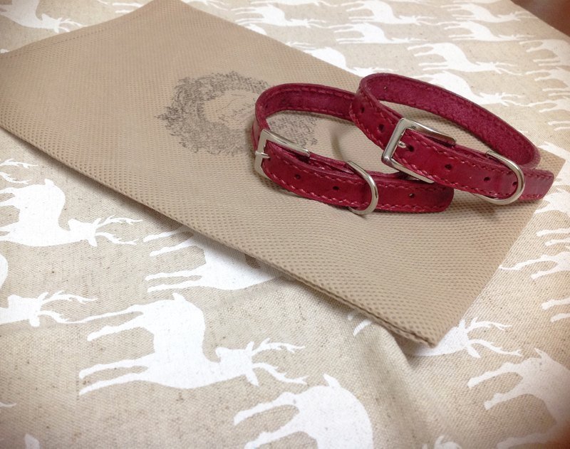 ☚ 量身订做款 _ 温柔毛毛猫项圈  ☛ - 项圈/牵绳 - 真皮 红色