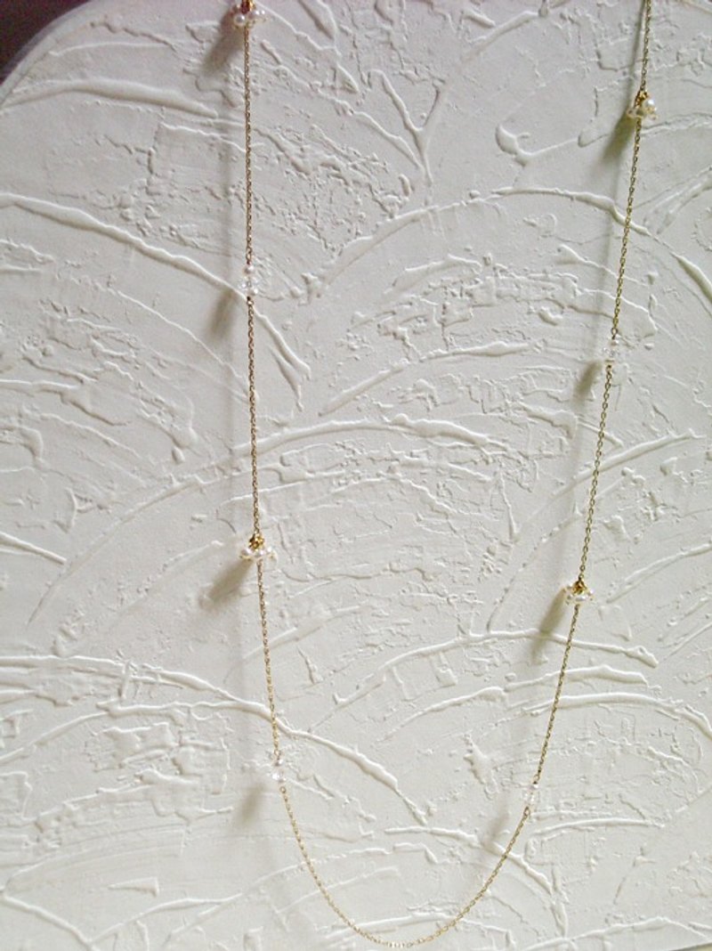 淡雅天然小珍珠水晶长链 - 项链 - 其他材质 