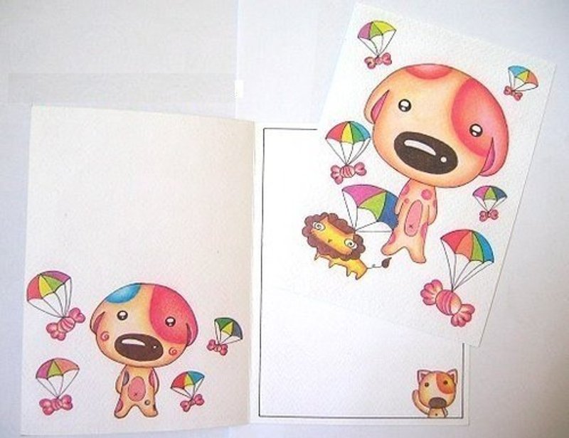★插画卡片-狗狗降落伞 - 卡片/明信片 - 纸 多色