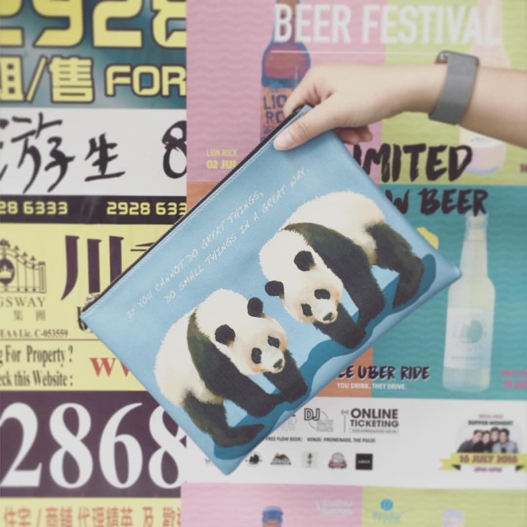 可爱熊猫手拿包 Lovely Panda Clutch bag by Shuki Design - 手拿包 - 真皮 蓝色