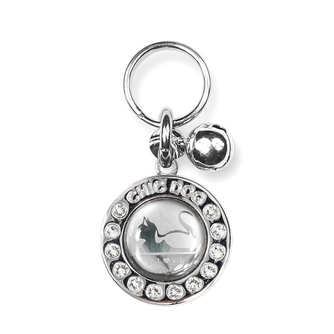 【不锈钢双圈】 雷射刻字　 钻猫姓名牌 - 项圈/牵绳 - 其他金属 白色